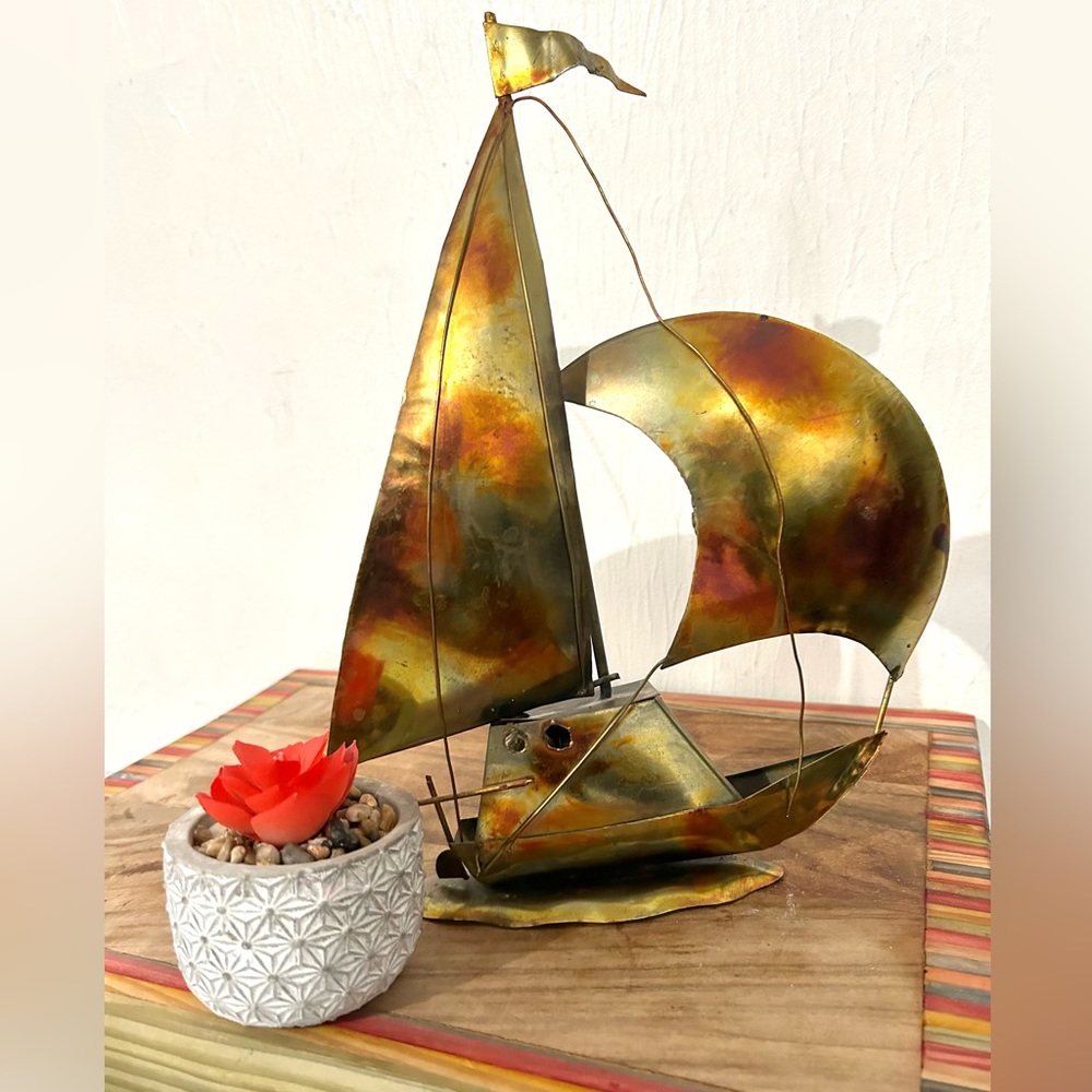 VTG George Good Brass Sailboat Music Box Casablanca 1942 Nautical Sailing Ship